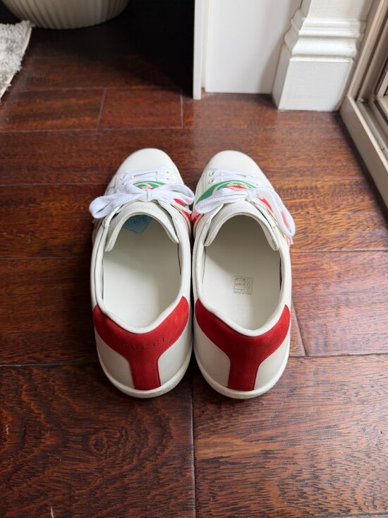 Gucci 643488 Ace White, Red & Green Calf-Skin Leather Web Casual Sneakers (GGM17 main image 6